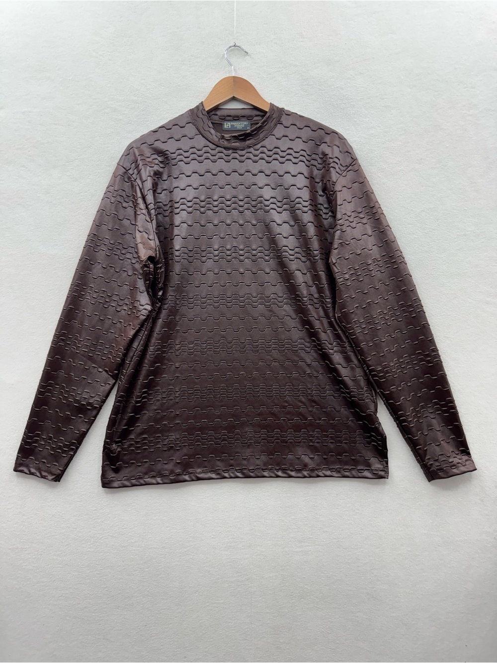 Vintage Farentino Ferre Men’s XL Texture Leather Look Long Sleeve Shirt Unique